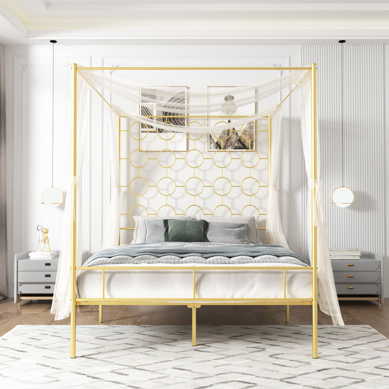 Gold four poster bed frame top